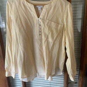 J Jill yellow, and white striped summer tunic